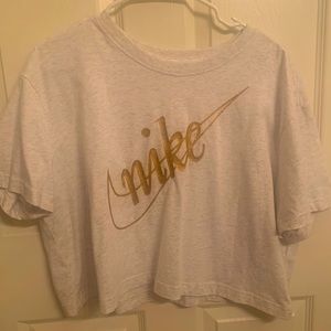 Grey and Gold Cropped Nike Tee